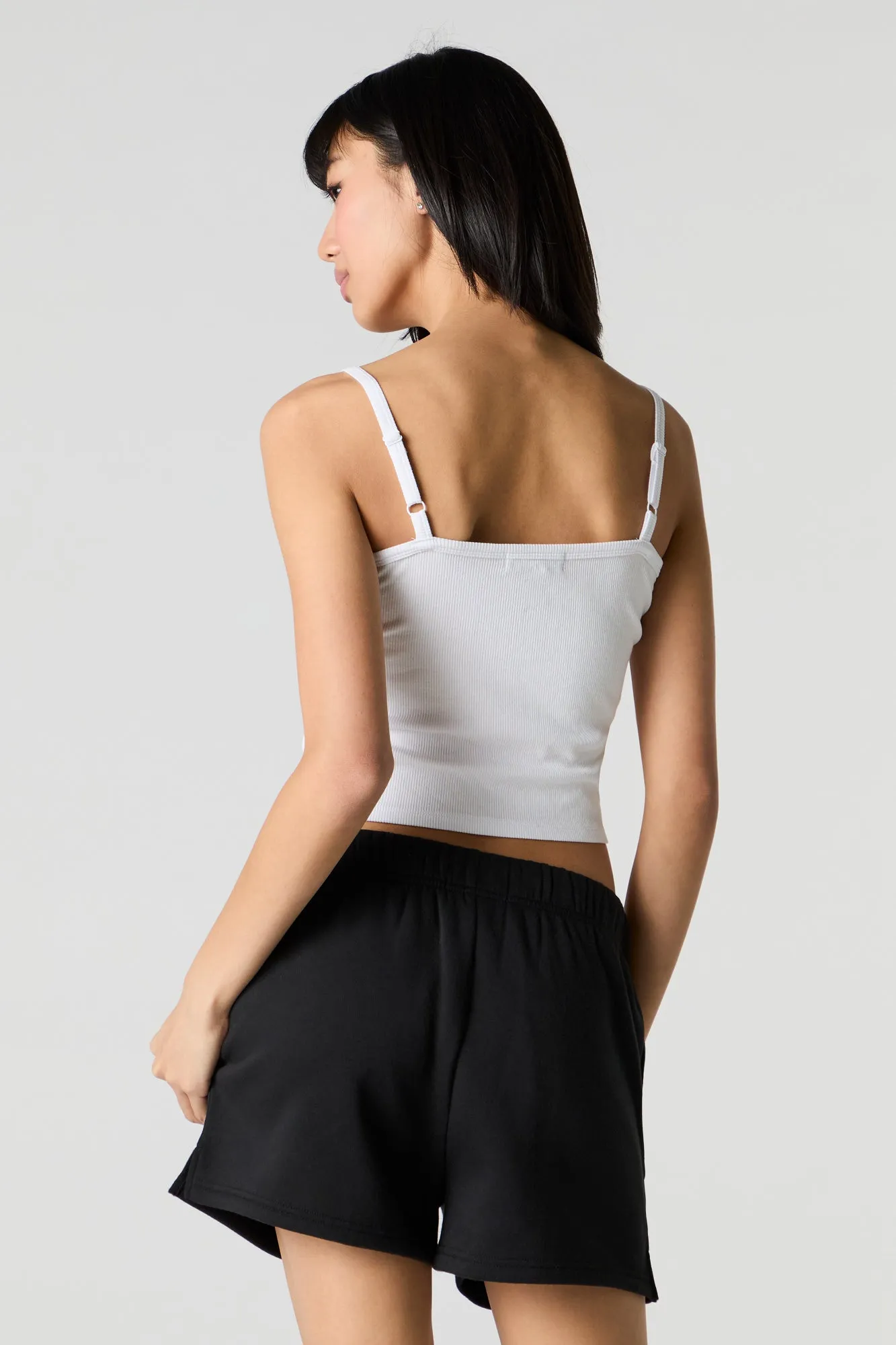 Solid High Rise Fleece Short