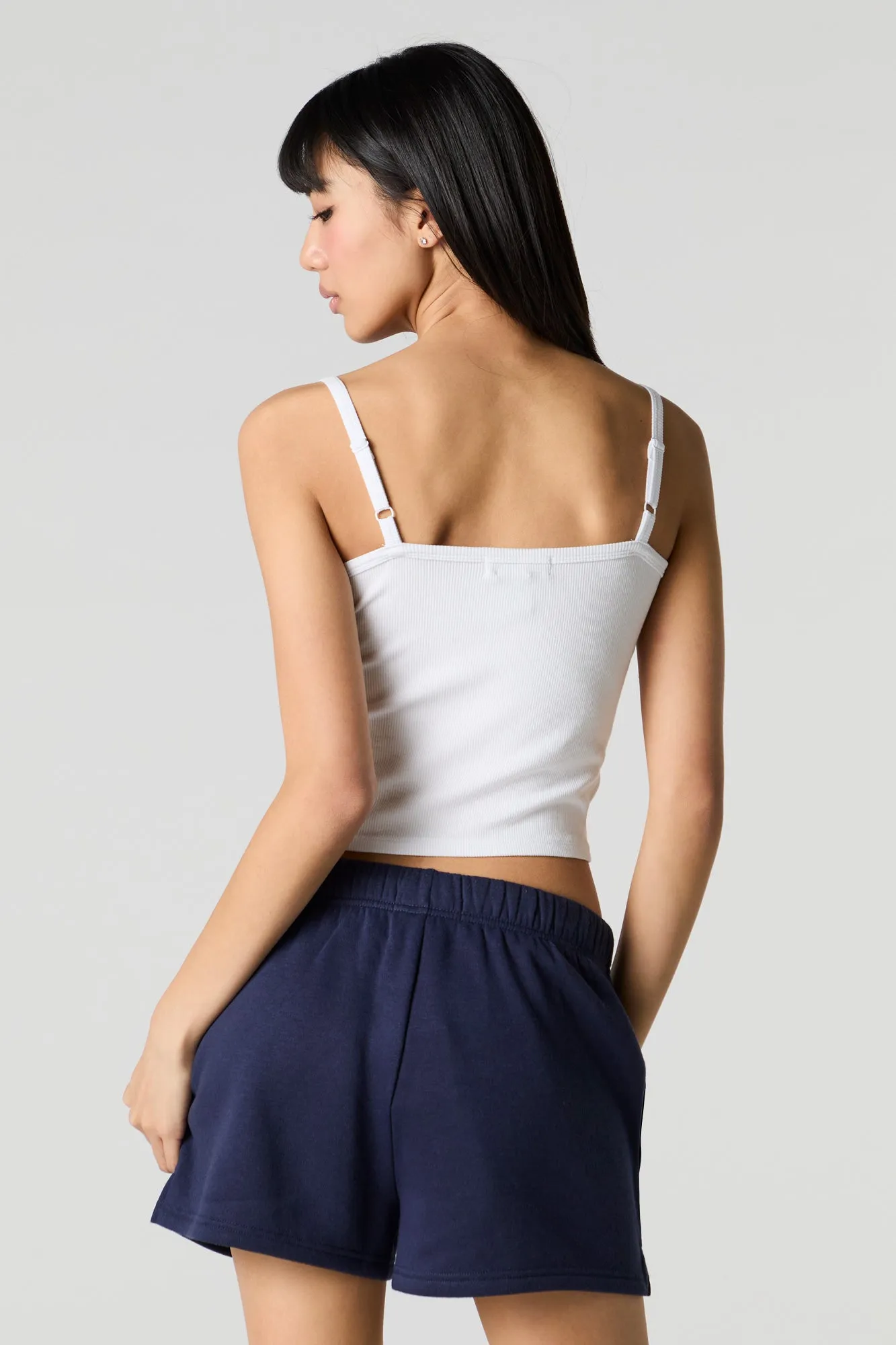 Solid High Rise Fleece Short