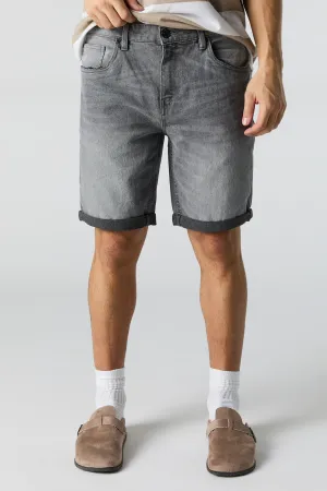 Stretch Denim Rolled Hem Short