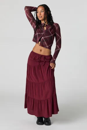 Tiered Drawstring Maxi Skirt