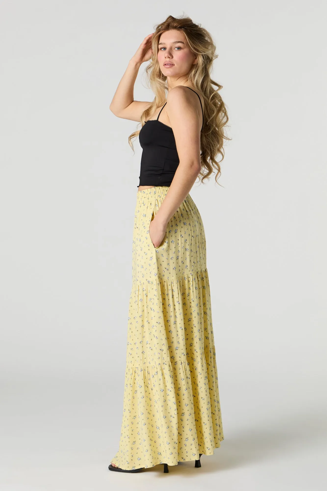 Tiered Maxi Skirt with Pockets