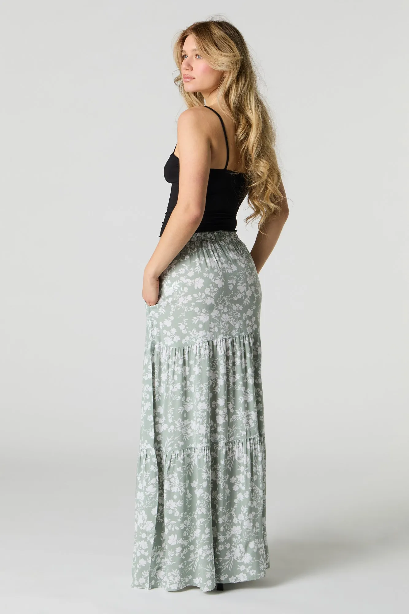 Tiered Maxi Skirt with Pockets