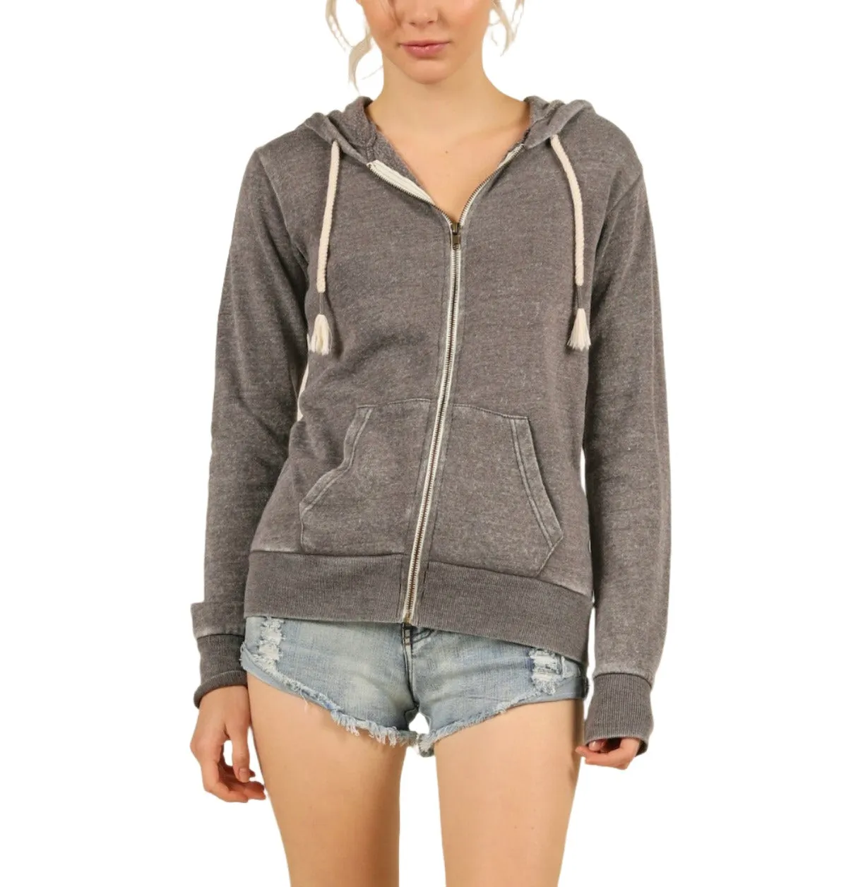 Vintage Havana/Ocean Drive Burnout Burnout Zip Hoodie OD1479 Steel Grey