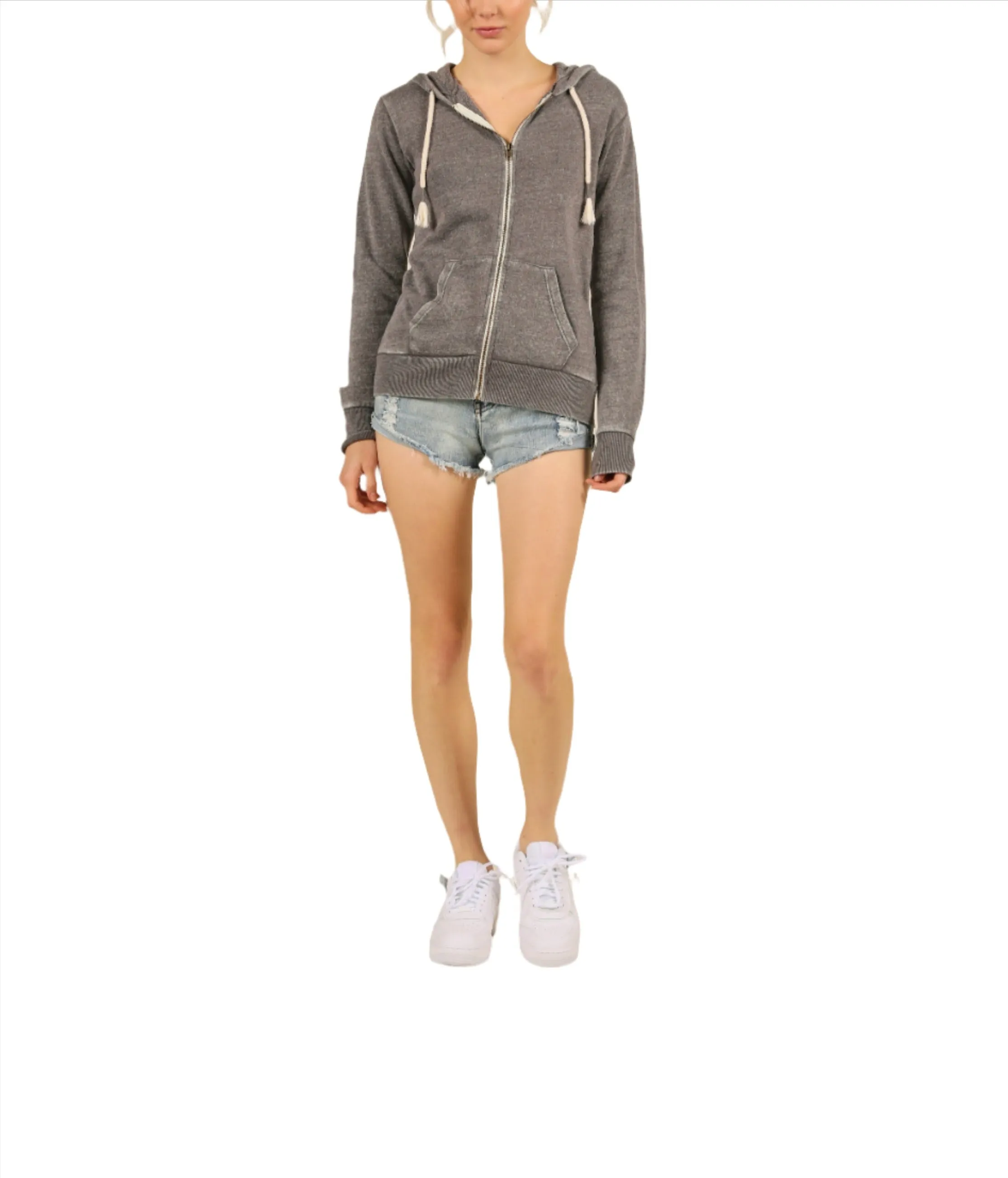 Vintage Havana/Ocean Drive Burnout Burnout Zip Hoodie OD1479 Steel Grey