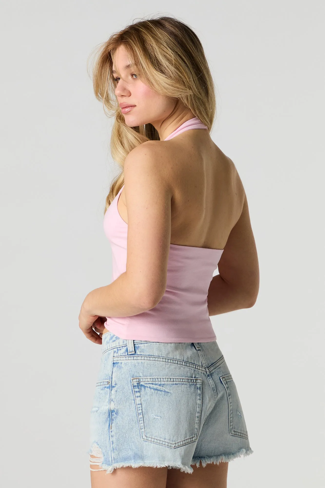Vintage Light Wash Distressed Denim Short
