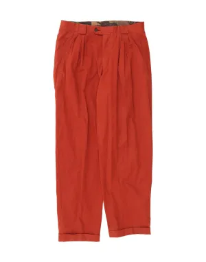 VINTAGE Mens Pegged Chino Trousers W32 L30 Red Cotton