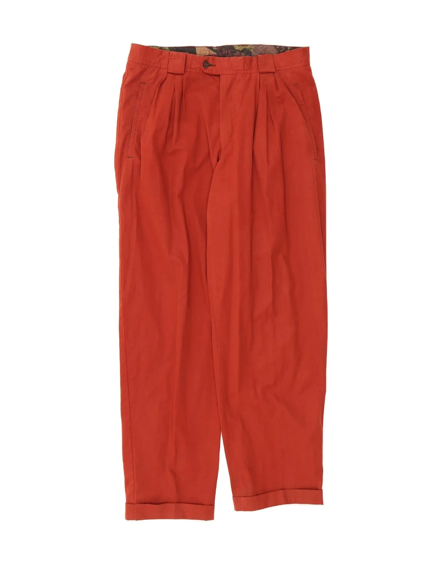 VINTAGE Mens Pegged Chino Trousers W32 L30 Red Cotton