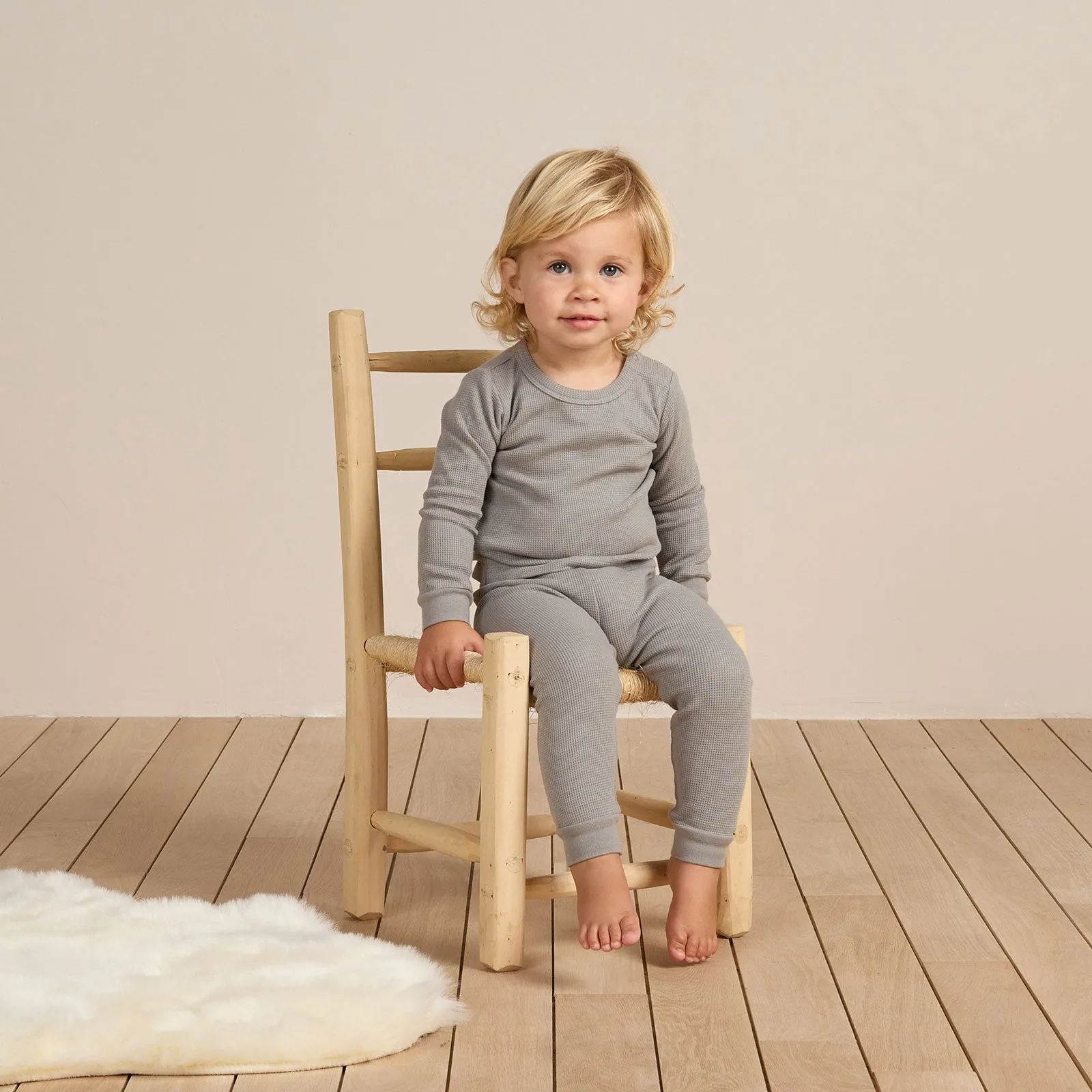 Waffle Top   Pant Set - Dusty Blue - FINAL SALE