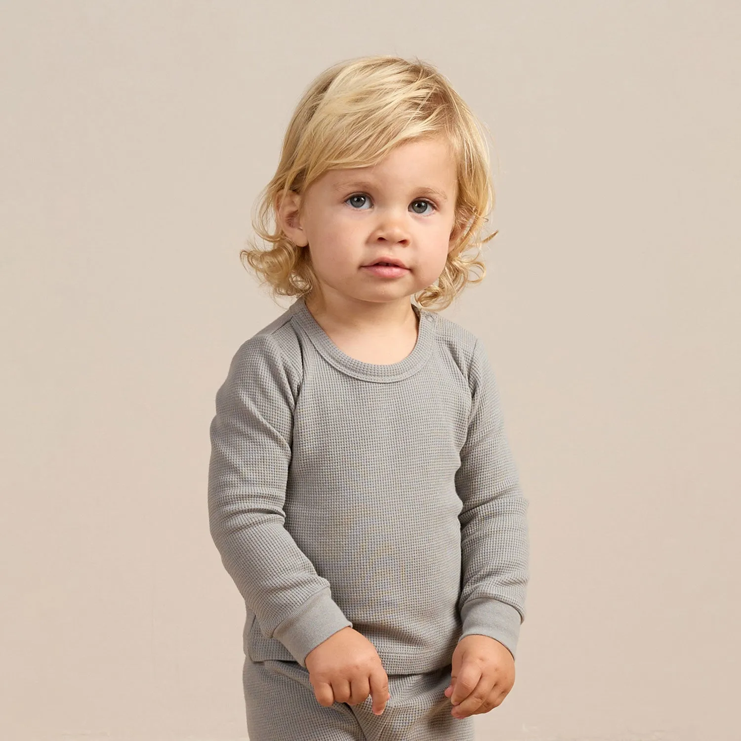 Waffle Top   Pant Set - Dusty Blue - FINAL SALE