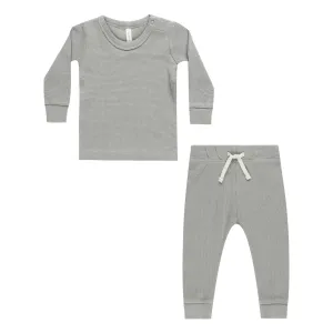 Waffle Top   Pant Set - Dusty Blue - FINAL SALE