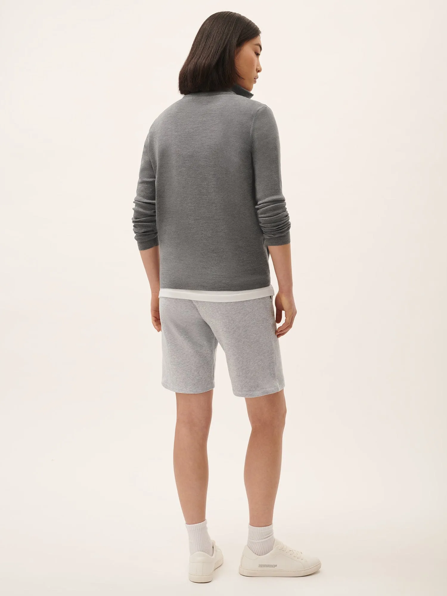Womens 365 Midweight Long Shorts—grey marl