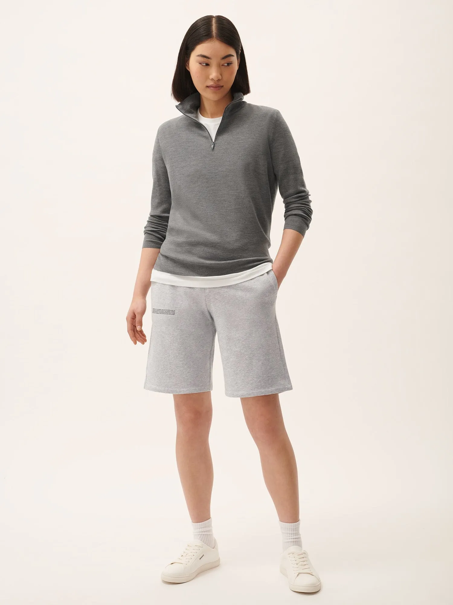 Womens 365 Midweight Long Shorts—grey marl