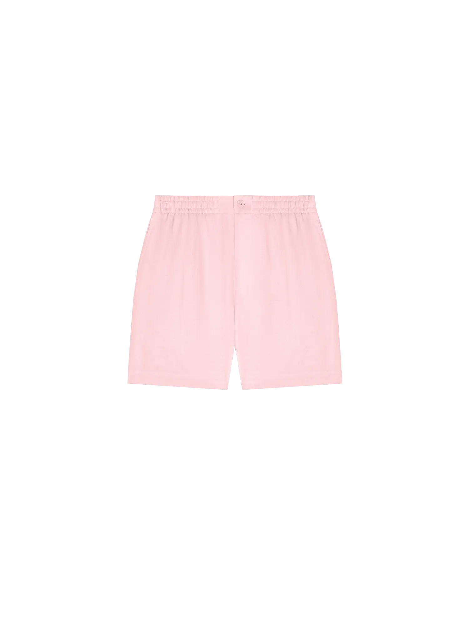 Womens Aloe Linen Mid Length Shorts—magnolia pink