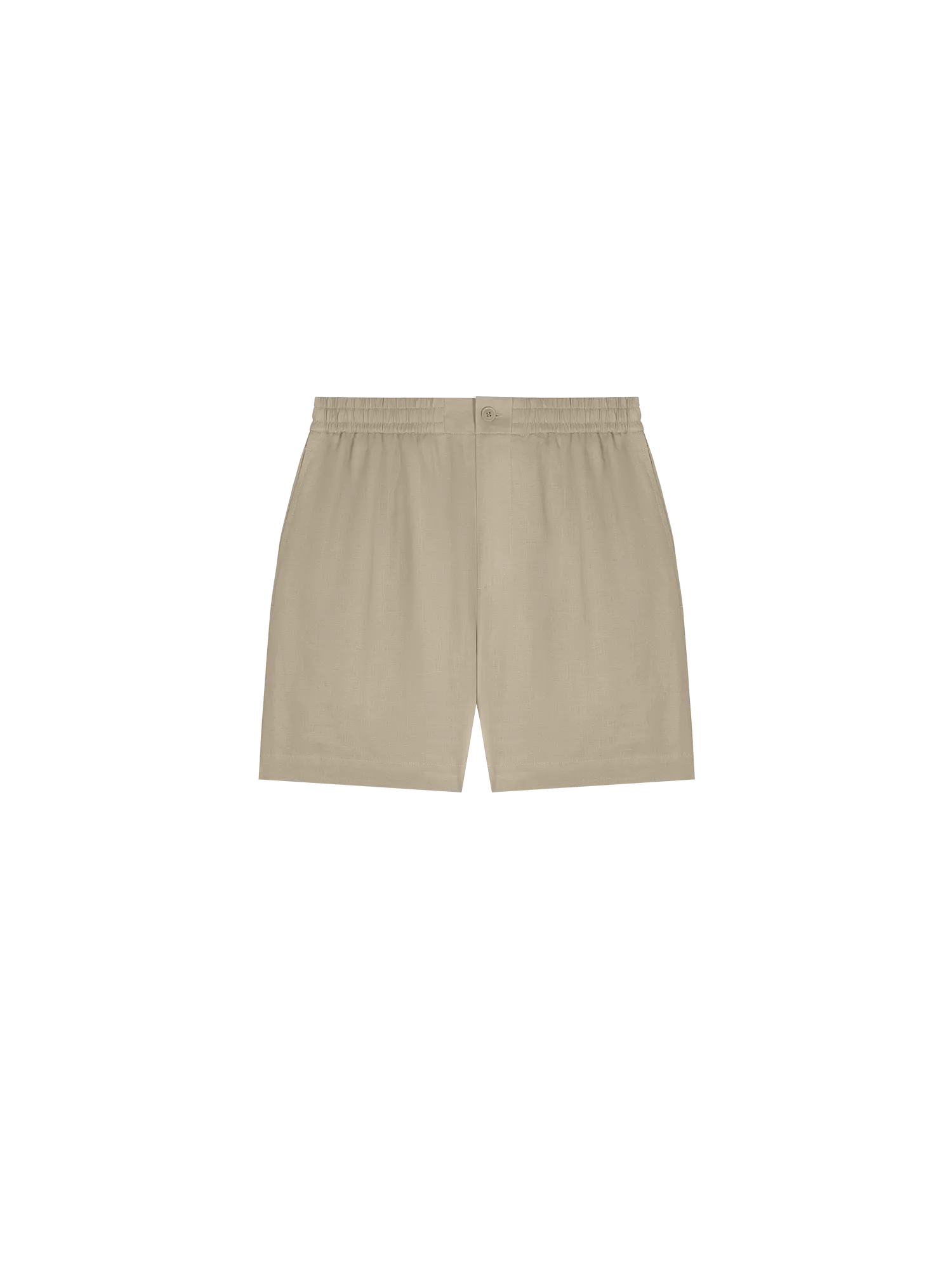Womens DNA Linen Mid Length Shorts—cliff beige