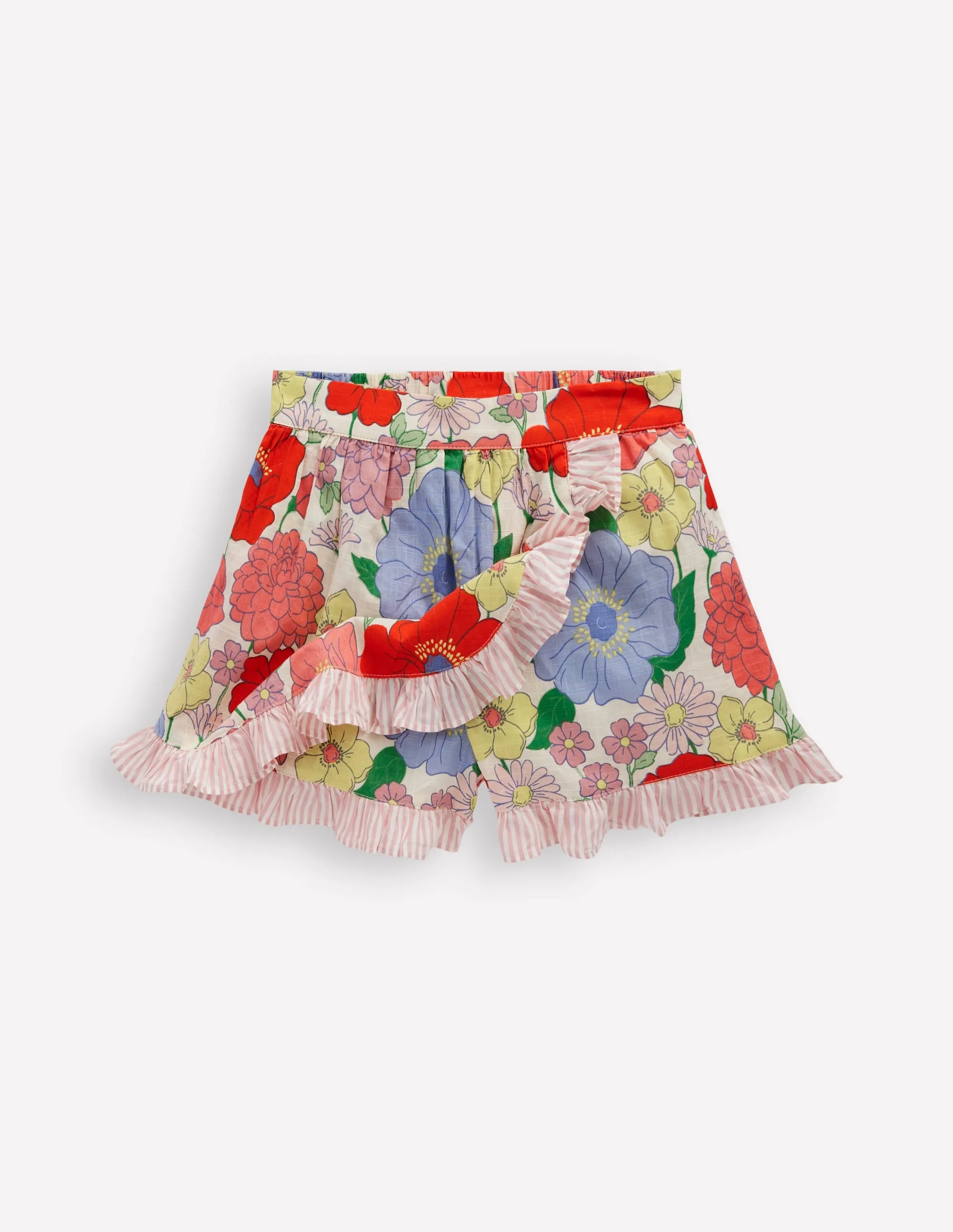 Wrap Frill Skort-Multi Summer Garden